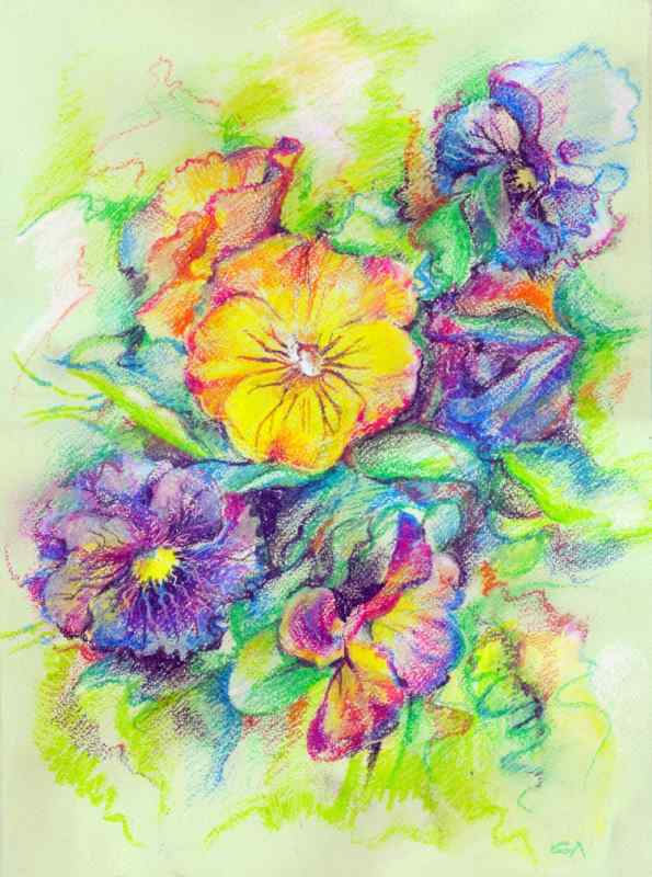 Цветы пастелью