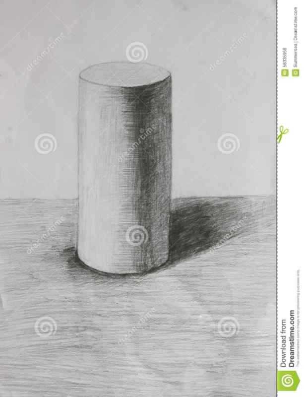 Штриховка цилиндра карандашом