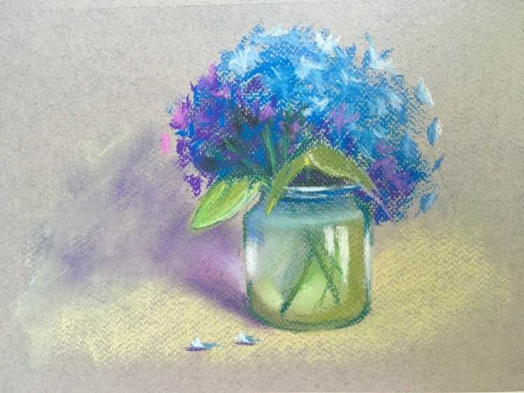 Букет цветов сухой пастелью