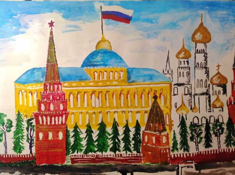 Виды Москвы акварель