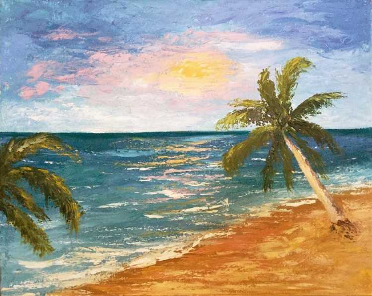 Живопись море пальмы