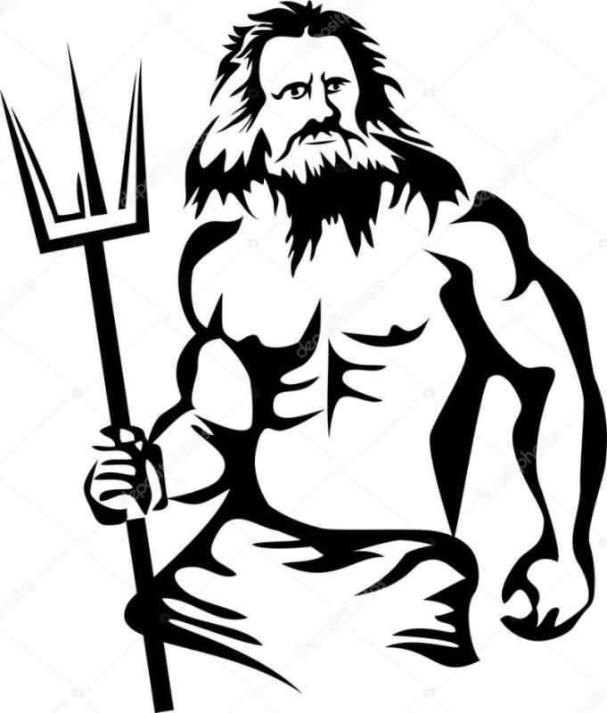 Посейдон древнегреческий Бог иллюстрация