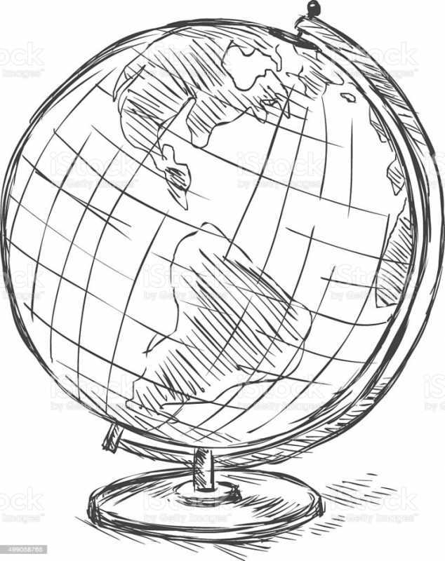 Рисование Глобус с рукой