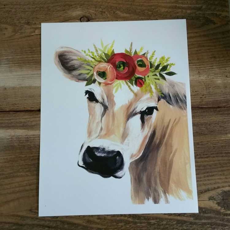 Корова цветными карандашами