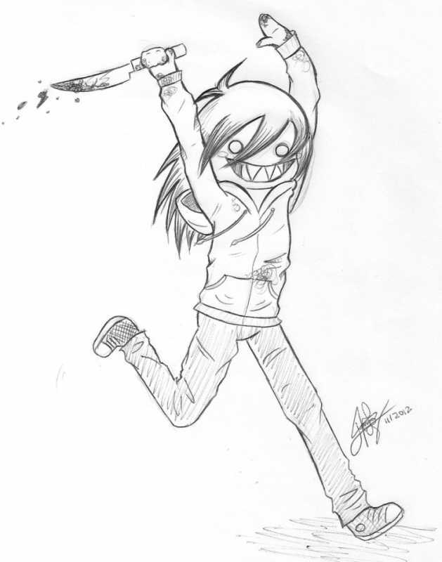 Раскраски крипипаста Джефф