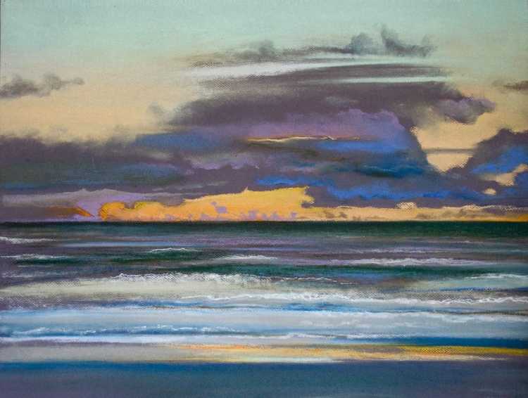 Пейзаж масляными мелками