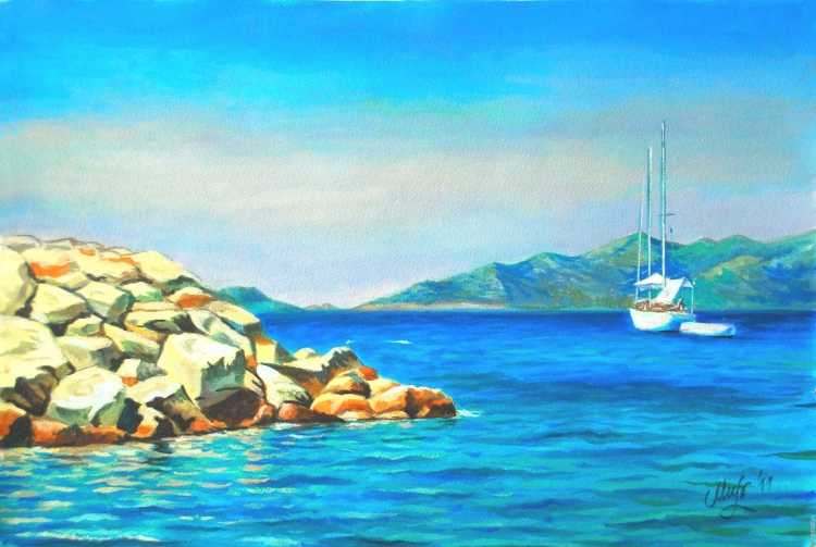 Рисование морской пейзаж