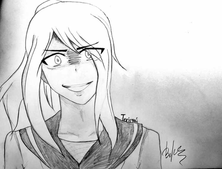 Аниме карандашом улыбающаяся