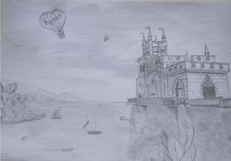 Ласточкино гнездо карандашом