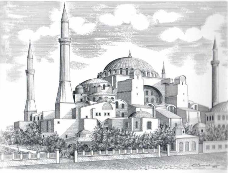 Храм Святой Софии в Константинополе зарисовка
