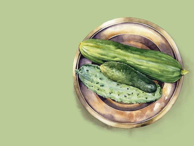 Огурец гуашью