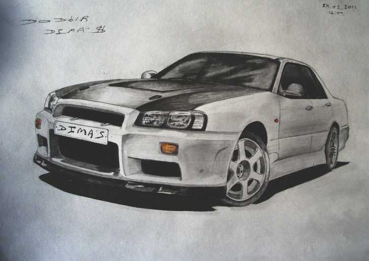 Nissan Skyline r34 карандашом