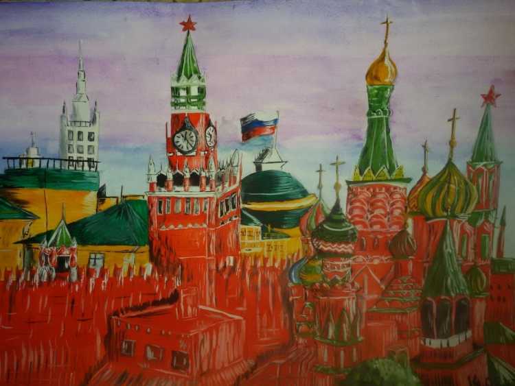 Кремль гуашью