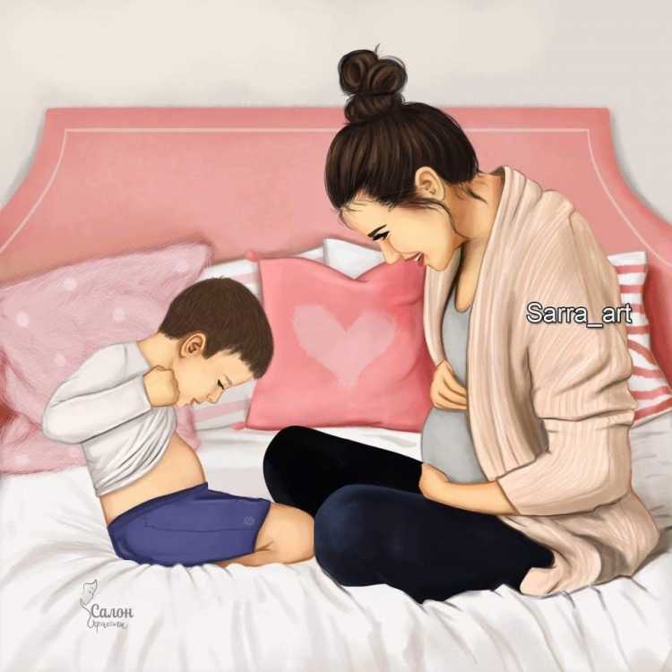 Мама с младенцем арт