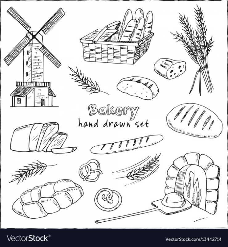 Схема рисования хлебобулочных изделий для детей