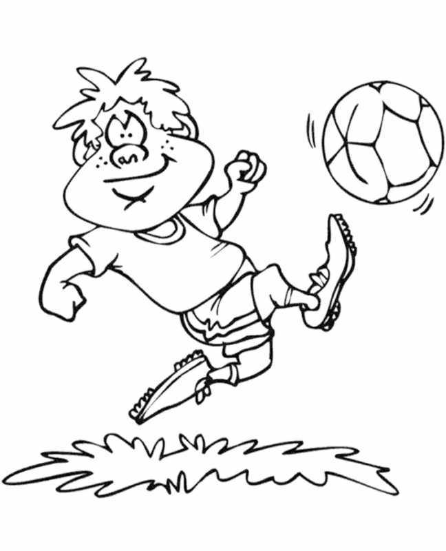 Раскраска мальчик фудбол