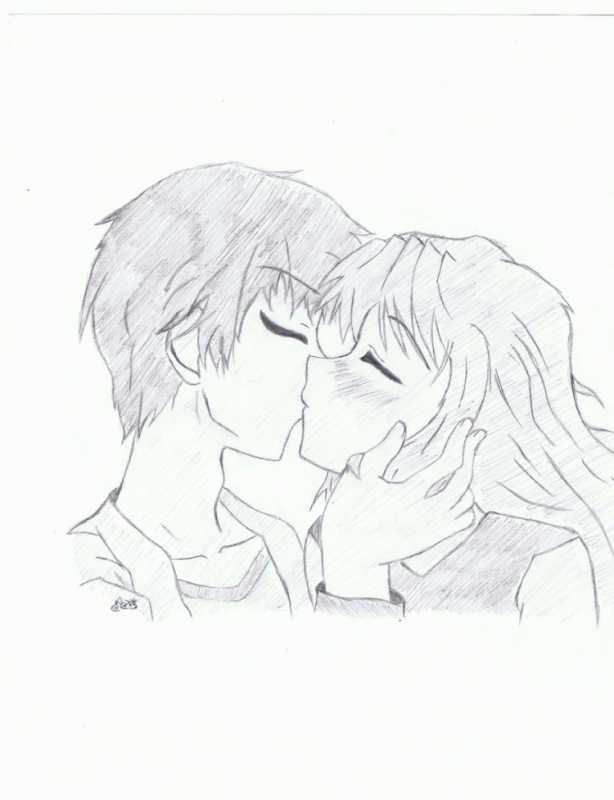 Аниме поцелуй для срисовки