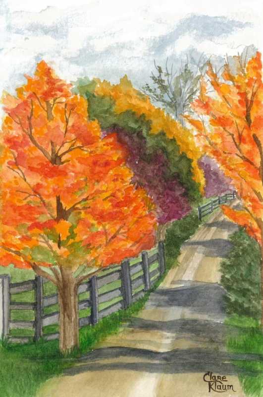 Осенний пейзаж карандашом для детей