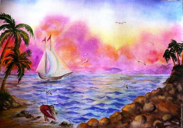 Рисование морской пейзаж