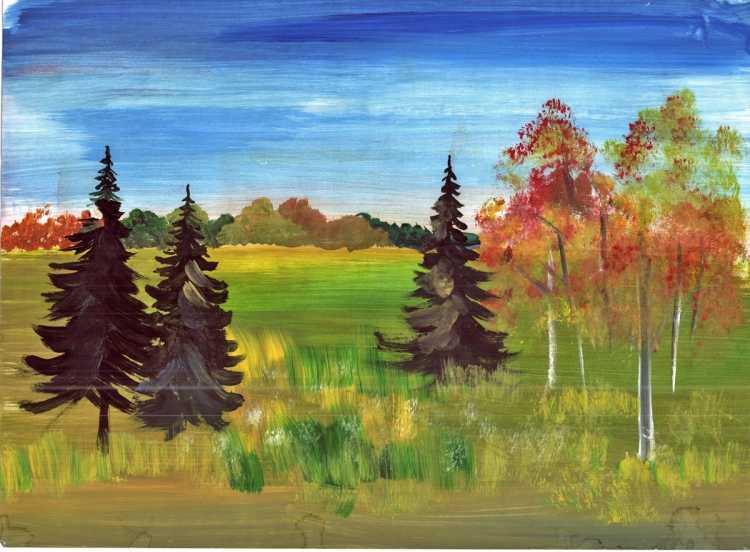 Нарисованный лес
