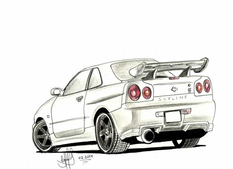 Nissan Skyline GTR r34 карандашом