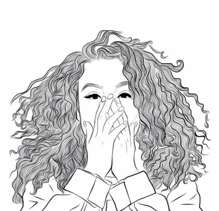 Эскиз кудрявой девушки