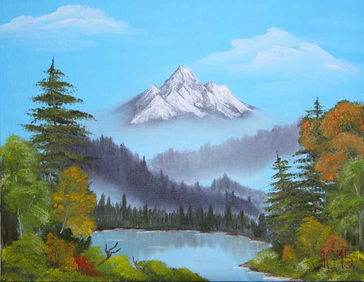 Осень горы гуашь