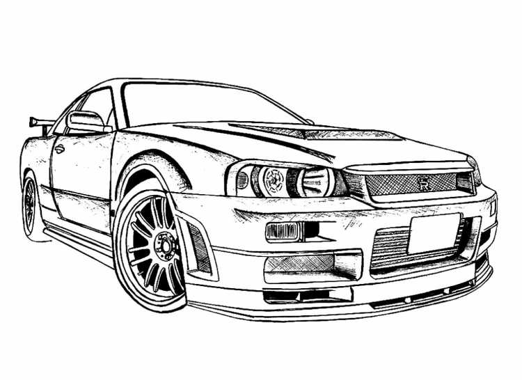 Nissan Skyline GTR r34 раскраска