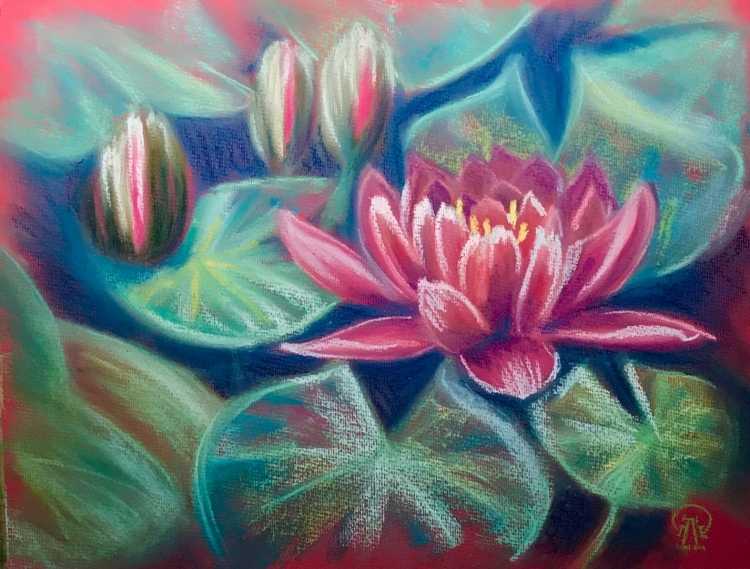 Ольга Абрамова пастель картины кувшинки