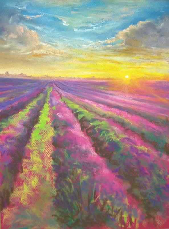 Пейзаж пастелью сухой