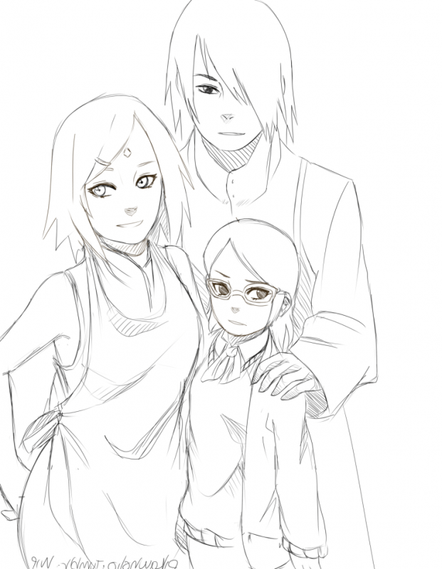 Раскраска Сакура Харуно и Саске