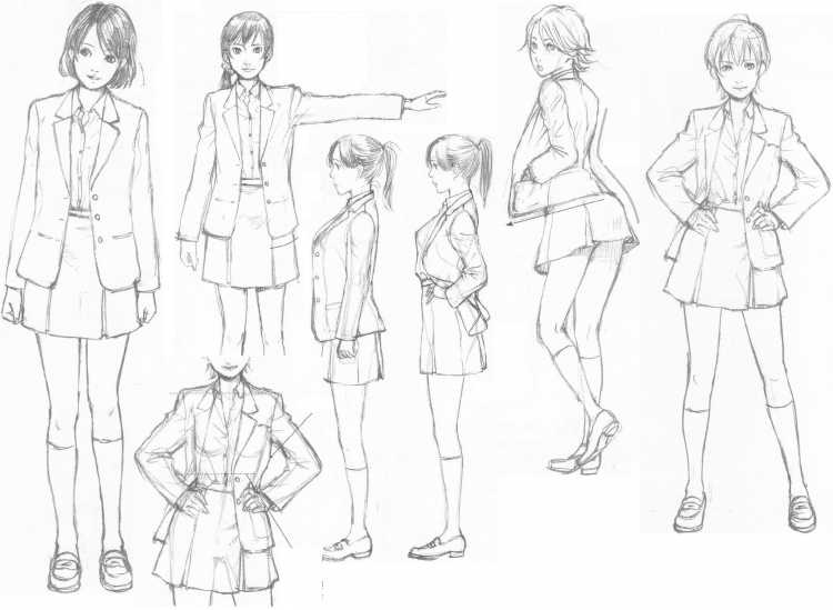 Аниме позы для рисования одежды