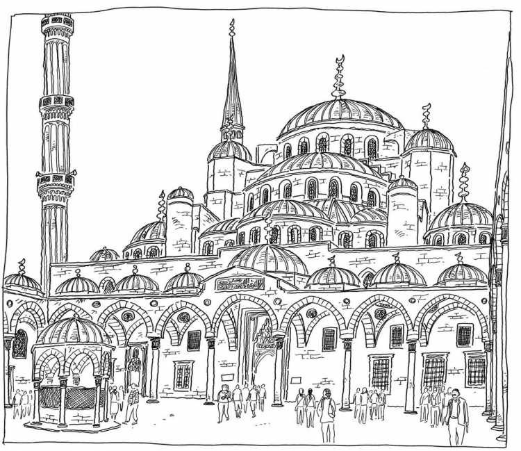 Храм Святой Софии в Константинополе карандашом