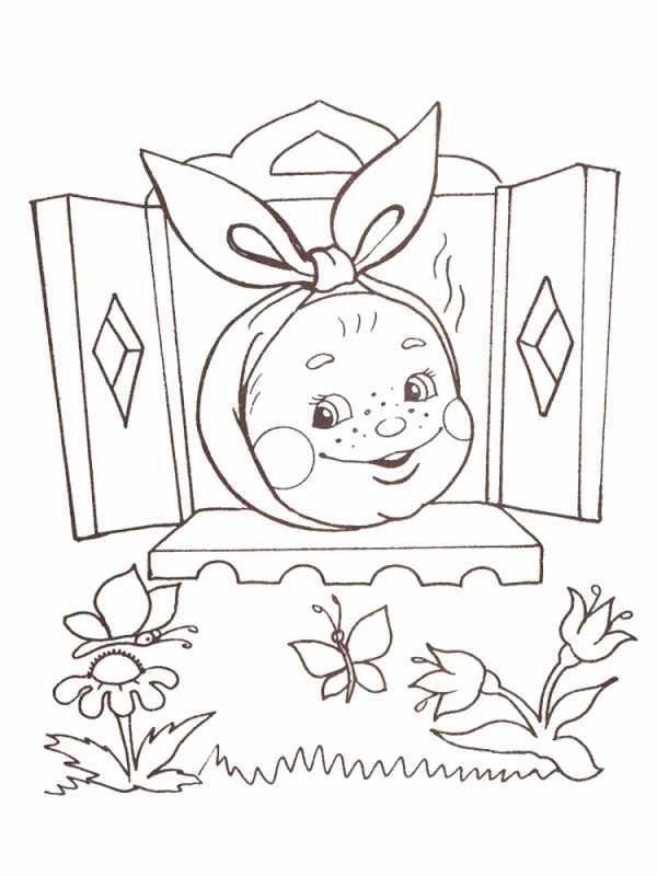 Колобок раскраска для детей