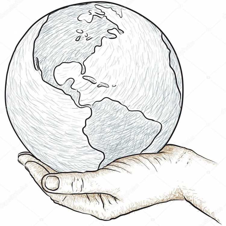 Земля в руках раскраска