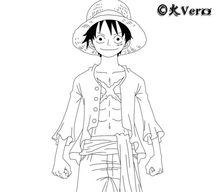 Ван Пис Луффи карандашом