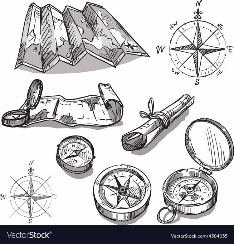 Компас нарисованный на карте