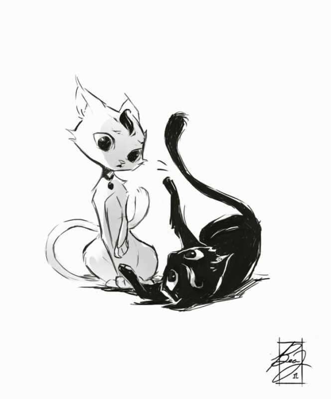 Наброски животных аниме