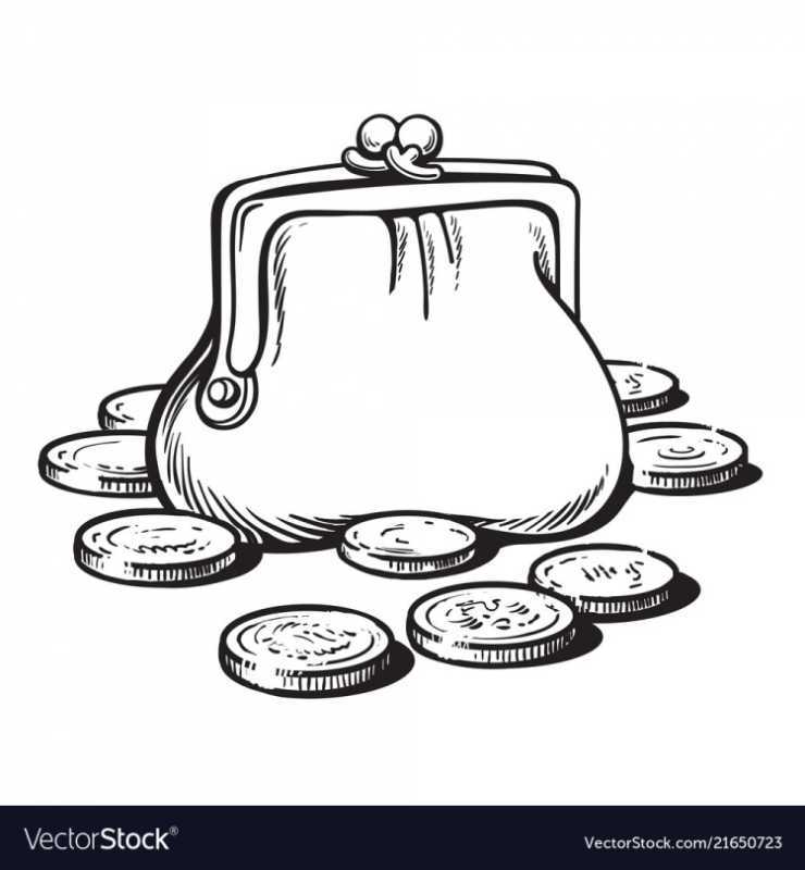 Кошелек с деньгами для раскрашивания