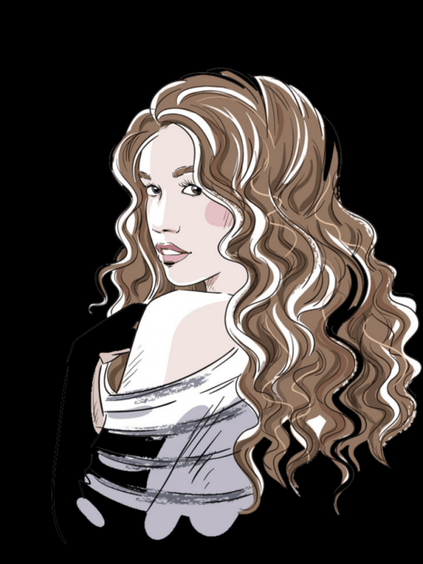 Набросок лица с кудрями