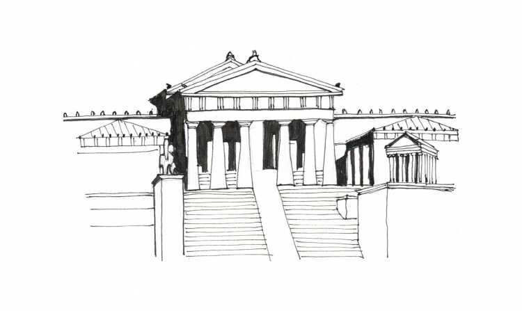 Афинский Акрополь зарисовка