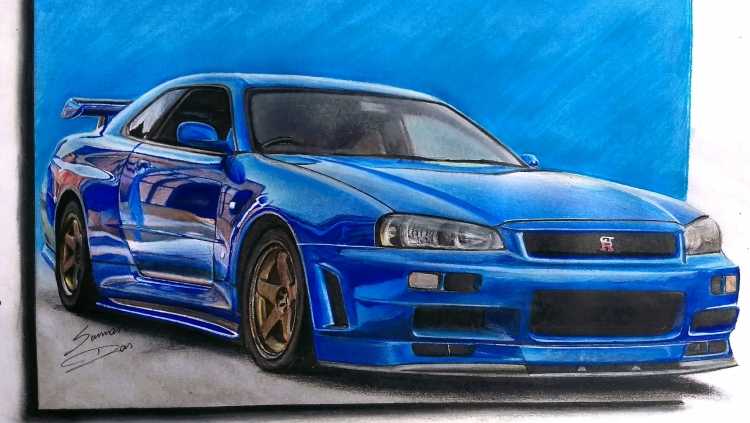 Nissan Skyline GTR r34 карандашом