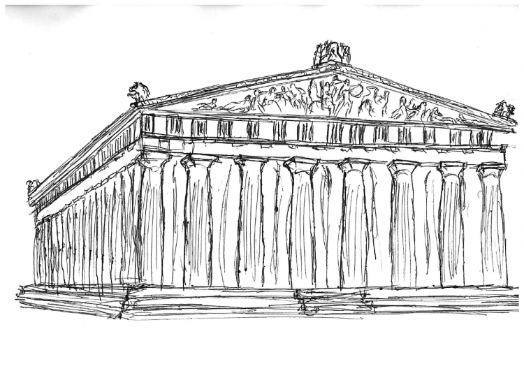 Древнегреческий храм Парфенон раскраска