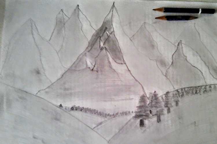 Горный пейзаж раскраска для детей