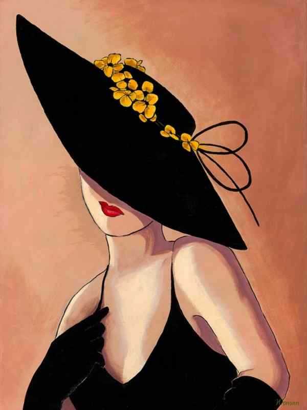 Дама в шляпе силуэт