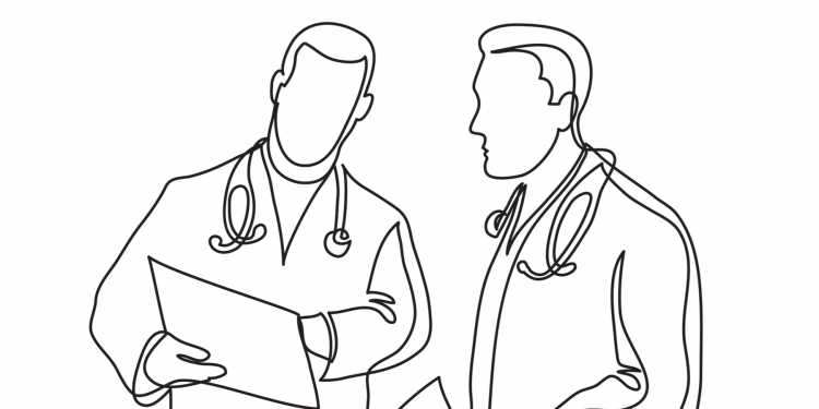Схематичный рисунок врача и пациента