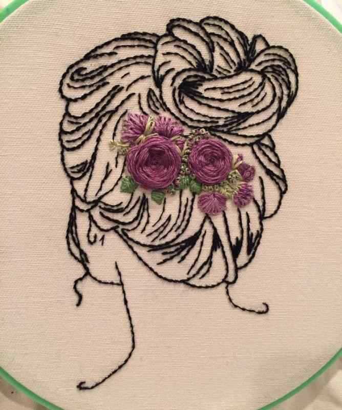 Контурная вышивка гладью