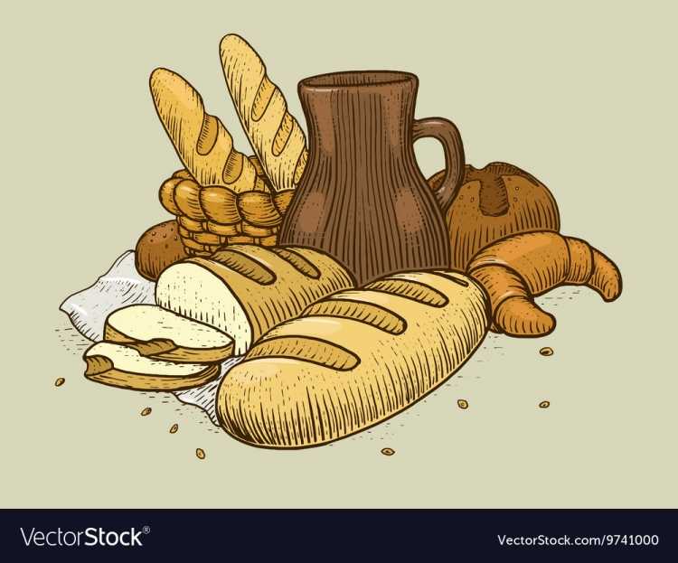 Натюрморт из хлебобулочных изделий в карандаше