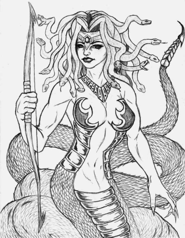 Медуза Горгона раскраска детская