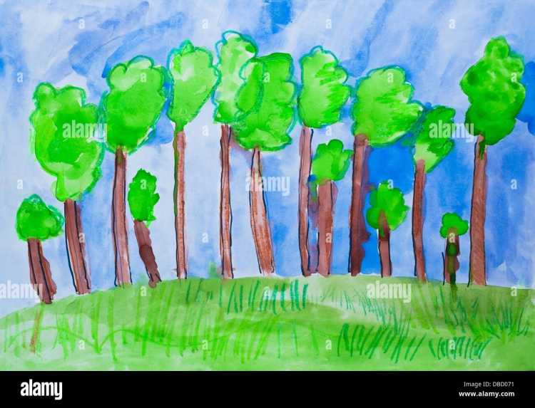 Групповое рисование лес